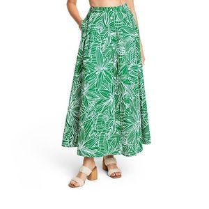 🌿 NWT! Women's Linear Floral Print Maxi Skirt - Tabitha Brown for Target Green